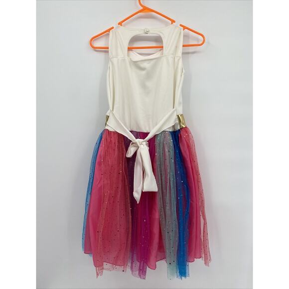 Girls Round Neck Sleeveless Tie Back Unicorn Tank Tutu Dress Multicolor Size XL - Picture 5 of 9
